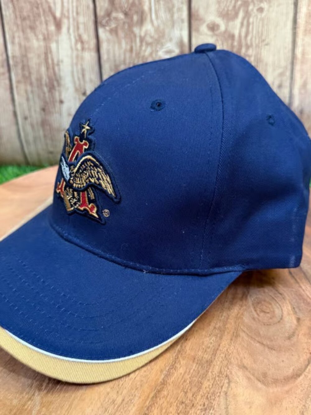 Anheuser Busch Eagle Logo Baseball Cap Mens One Size Blue Embroidered Vintage